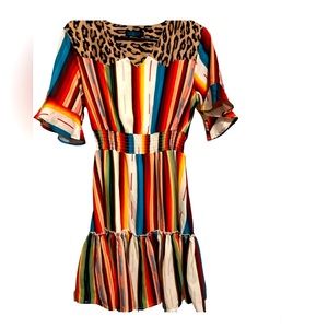 Serape Striped Leopard Mini Dress